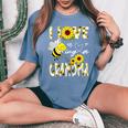 I Love Being A Grandma Sunflower Bee Lover Mother's Day Cute Women's Oversized Comfort T-Shirt Blue Jean