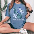 Lunch Lady Love Snowman Xmas Winter Season Christmas Women's Oversized Comfort T-Shirt Blue Jean
