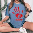 Mmiw Missing Murdered Indigenous Sisters Red Handprint Women's Oversized Comfort T-Shirt Blue Jean