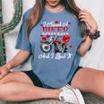 Motorcyle Girl Wife I Kissed A Biker And I Liked It Women's Oversized Comfort T-Shirt Blue Jean