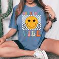 Nine Is A Vibe 9Th Birthday Groovy Boys Girls 9 Years Old Women's Oversized Comfort T-Shirt Blue Jean