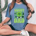One Lucky Dad Groovy Retro Dad St Patrick's Day Women's Oversized Comfort T-Shirt Blue Jean