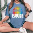 Original Dania Beach Retro Sunset Fl Beach Lifestyle Dania Women's Oversized Comfort T-Shirt Blue Jean