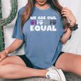 Owl Equal Asexual Pride Equality Ace Flag Animal Lgbtq Women's Oversized Comfort T-Shirt Blue Jean