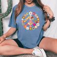 Peace Sign Love 60 S 70 S Hippie Outfits For Women Women's Oversized Comfort T-Shirt Blue Jean