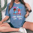 Pink Or Blue Big Sister Loves You Black Baby Gender Reveal Women's Oversized Comfort T-Shirt Blue Jean