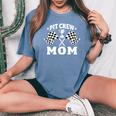Pit Crew Mom Mother Race Car Birthday Party Racing Women Women's Oversized Comfort T-Shirt Blue Jean