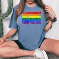 Pride Rainbow Flag Lgbt Gay Lesbian Vintage Women's Oversized Comfort T-Shirt Blue Jean