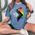 Progress Pride Rainbow Flag For Inclusivity Women's Oversized Comfort T-Shirt Blue Jean