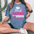 Proud Mom Of 2024 Graduate Senior Mother College Graduation Women's Oversized Comfort T-Shirt Blue Jean
