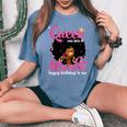 A Queen Was Born In March Birthday Black Afro Girls Women's Oversized Comfort T-Shirt Blue Jean