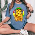 Rastafarian Lion Leo Horoscope Zodiac Sign Rasta Women Women's Oversized Comfort T-Shirt Blue Jean