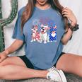 Red White Blue Pitbull Mom Dad American Us Flag 4Th Of July Women's Oversized Comfort T-Shirt Blue Jean