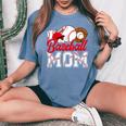 Retro Baseball Mom Mama Baseball Life Softball Life Game Day Women's Oversized Comfort T-Shirt Blue Jean