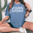 Retro Checkered Mama Mom Mother's Day Women's Oversized Comfort T-Shirt Blue Jean