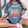 Retro Eat Sleep Hapkido Repeat Vintage Grunge Hapkido Women's Oversized Comfort T-Shirt Blue Jean