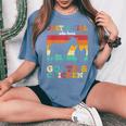 Retro Vintage Just A Girl Who Loves Chickens & Goats Farmer Women's Oversized Comfort T-Shirt Blue Jean