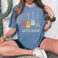 Lets Rock Rock N Roll Guitar Retro Women Women's Oversized Comfort T-Shirt Blue Jean