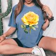 Rose Flower Yellow Floral Women's Oversized Comfort T-Shirt Blue Jean