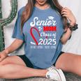 Senior Mom 2025 Class Of 2025 Graduation 2025 Back To School Women's Oversized Comfort T-Shirt Blue Jean