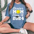 Senior Mom Class Of 2024 Softball Mom Graduation Graduate Women's Oversized Comfort T-Shirt Blue Jean