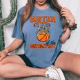 Sister Of The Birthday Boy Basketball Birthday Family Party Women's Oversized Comfort T-Shirt Blue Jean