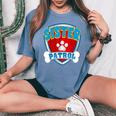 Sister Of The Birthday Boy Girl Dog Paw Family Matching Women's Oversized Comfort T-Shirt Blue Jean