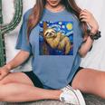 Sloth Van Gogh Style Starry Night Women's Oversized Comfort T-Shirt Blue Jean