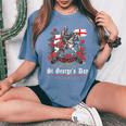 St Georges Day Outfit Idea For & Novelty English Flag Women's Oversized Comfort T-Shirt Blue Jean