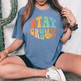 Stay Groovy Hippie Peace Sign Retro 60S 70S Women Women's Oversized Comfort T-Shirt Blue Jean