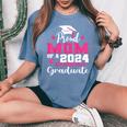 Super Proud Mom Of 2024 Kindergarten Graduate Awesome Family Women's Oversized Comfort T-Shirt Blue Jean