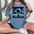 Total Solar Eclipse 2024 Girl Cat Eclipse Women's Oversized Comfort T-Shirt Blue Jean