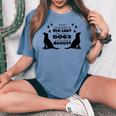 Never Underestimate An Old Lady Who Loves Dogs Born August Women's Oversized Comfort T-Shirt Blue Jean