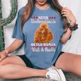 Never Underestimate An Old Woman With A Poodle Women's Oversized Comfort T-Shirt Blue Jean