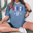 Vintage Merica Af Patriotic 4Th July Women Women's Oversized Comfort T-Shirt Blue Jean