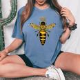 Vintage Queen Bee Earth Day Nature Love Save The Bees Women's Oversized Comfort T-Shirt Blue Jean