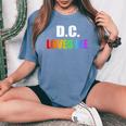 Washington DC Gay Pride Lgbt Rainbow Love Dc Lesbian Women's Oversized Comfort T-Shirt Blue Jean