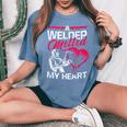 A Welder Melted My Heart Welding Lover Wife Women's Oversized Comfort T-Shirt Blue Jean