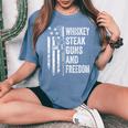 Whiskey Steak Guns And Freedom Usa Bbq Gun On Back Women's Oversized Comfort T-Shirt Blue Jean