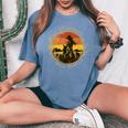 Wild Flowers And Wild Horses Vintage Sunset Country Cowgirl Women's Oversized Comfort T-Shirt Blue Jean