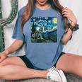 Wolf Starry Night Howling Moon For Kid Women's Oversized Comfort T-Shirt Blue Jean
