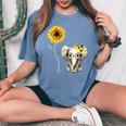 You-Are-My-Sunshine Elephant Sunflower Hippie Quote Song Women's Oversized Comfort T-Shirt Blue Jean