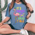 Carnival Party Idea Flamingo Mardi Gras Women's Oversized Comfort T-Shirt Mustard