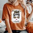 Bleached Gigi Life Messy Hair Bun Leopard Print Women Women's Oversized Comfort T-Shirt Crimson