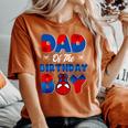 Dad Of The Birthday Spider Web Boy Mom And Dad Family Women's Oversized Comfort T-Shirt Crimson
