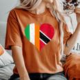 Half Trinbagonian Half Irish Flag Get Flags In Love Heart Women's Oversized Comfort T-Shirt Crimson