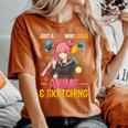 Just A Girl Who Loves Anime And Sketching Girls Women's Oversized Comfort T-Shirt Crimson