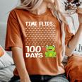100 Days School Boys Girls Frog Time Flies Fly 100Th Women's Oversized Comfort T-Shirt Yam