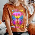 10Th Birthday Girl 10 Years Butterfly Number 10 Women's Oversized Comfort T-Shirt Yam