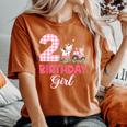 2Nd Birthday Outfit Girl Two Year Old Farm Cow Pig Tractor Women's Oversized Comfort T-Shirt Yam